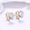 925 Sterling Silver 18K Gold Big Zircon Earclip Earrings for Women Fashion Charm Jewelry