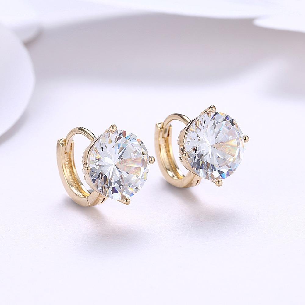 925 Sterling Silver 18K Gold Big Zircon Earclip Earrings for Women Fashion Charm Jewelry