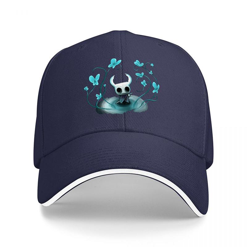 Hollow Knight Blue Butterflies Design Baseball Cap Classic Black Adjustable Hat with Unique Artwork and Comfort Fit for Fans