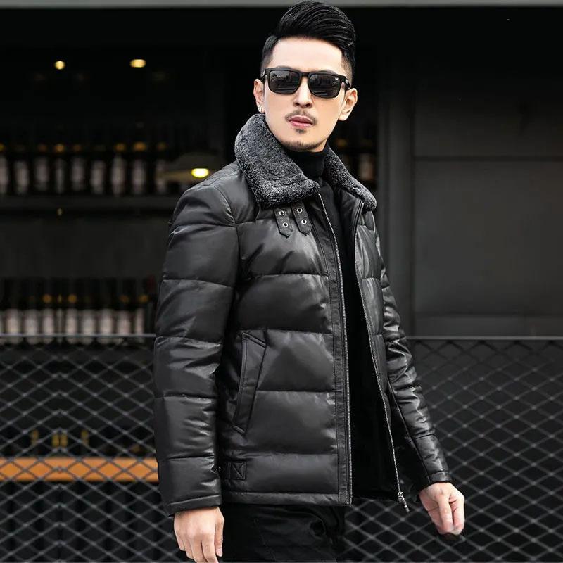 New Winter Leather Jacket Men's Short Lapel Slim Leather Jacket Korean Style Fashion Thickened Warm Jacket