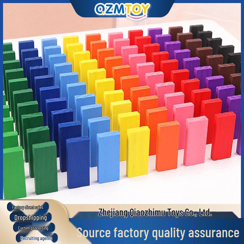 120-Piece Colorful Wooden Domino Set: Educational Toy for Early Childhood Development