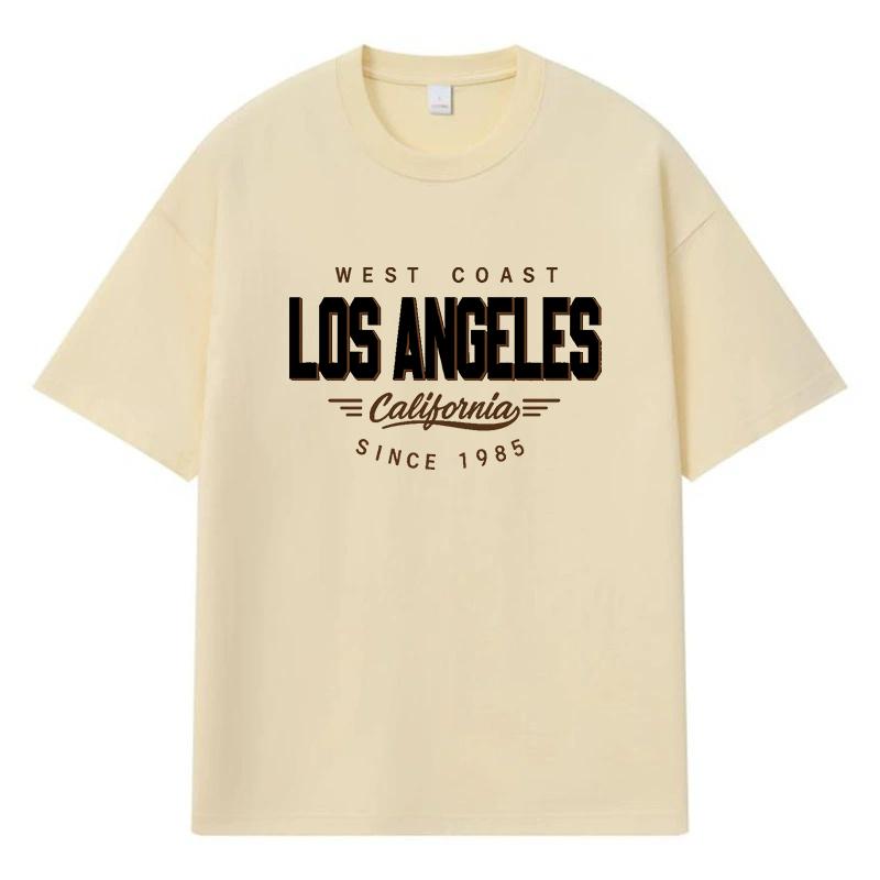 2026 Лос-Анджелес Западное побережье Калифорния Печатный Графический Y2k Харадзюку Уличная одежда 100% Хлопок Футболка Повседневная Оверсайз Летняя Мужская Футболка XXXL хаки