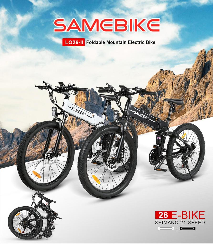 SAMEBIKE LO26-II Electric Bike 900W Motor 48V 14Ah 26" Tire Bicycle for Adult Spoke Rim Hydraulic Brake Foldiing Mountain Ebike