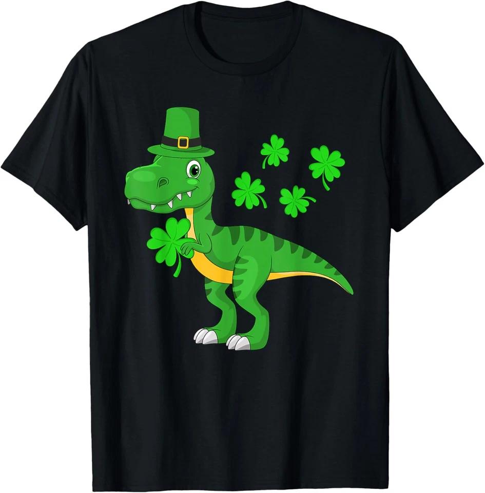 St Patricks Day Dinosaur Shamrock Leprechaun Hat T-Shirt 2XL