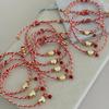 Vlen Lucky Red Rope Braided Bracelet Gold Heart Charm Beaded Bracelet Adjustable Minimalist Jewelry For Women Birthday Gift