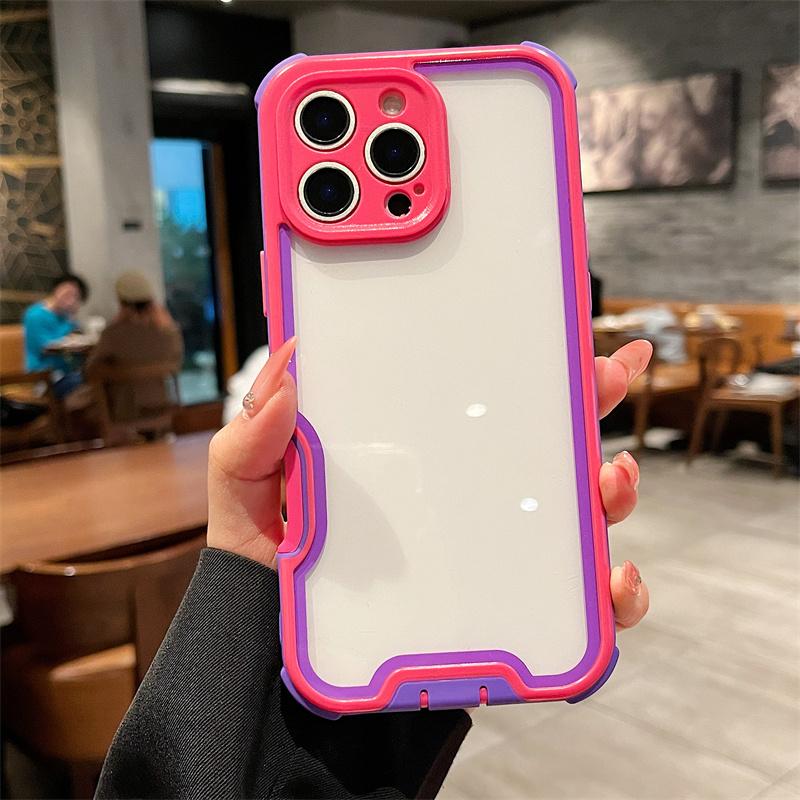 Luxury Simple Color Collision Acrylic Phone Case For iPhone 16 15 14 Plus 13 12 Pro Max 11 Hard Shockproof Proteciton Back Cover
