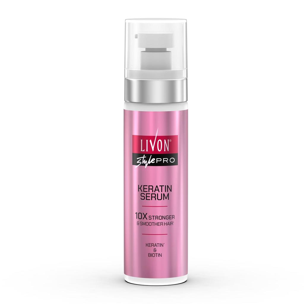 Livon Style Pro Keratin Hair Serum For Women 100ml | Stronger Smoother Hair With Biotin | Anti Frizz Detangling Lightweight Non Sticky Hair Care