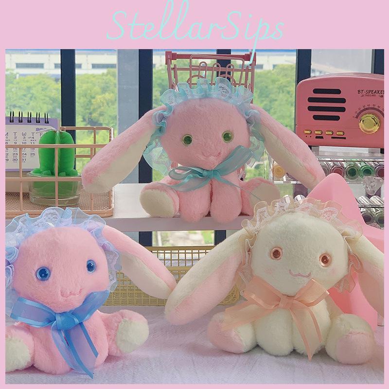 Adorable Bow Bunny Plush Toy Cute Dog Doll Backpack Pendant Keychain Stuffed Animal