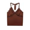 Za Autumn New Arrivals Women's Clothing Zr European and American Style Lace Halter V-Neck Double-Sided Satin Short Backless Camisole Top