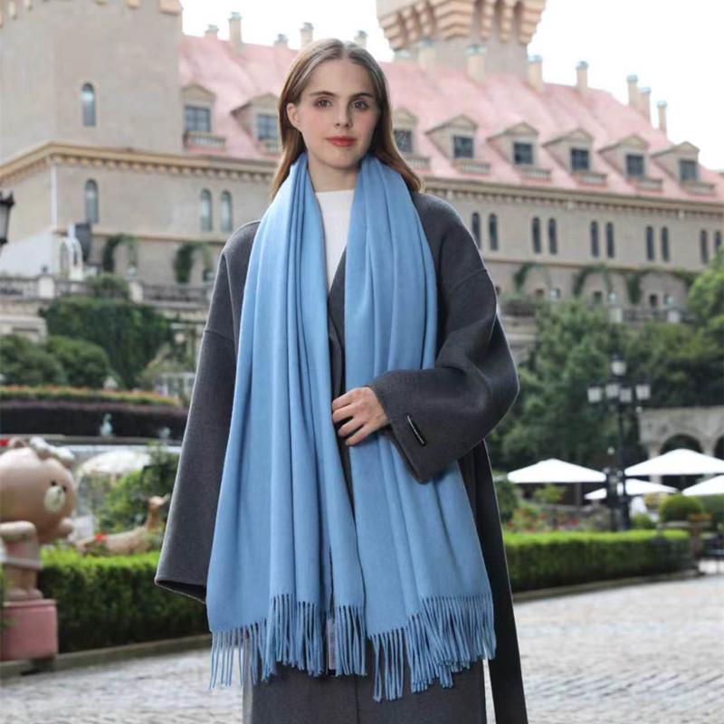 Women's Thick Wool Cashmere Scarf, Autumn/Winter Versatile Unisex Solid Color Shawl, Faux Cashmere, New Thickened Design