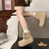 Höhenverstärkende Schneestiefel mit dicker Sohle für Damen, Herbst 2025, neue hässlich-süße Kurzstiefel mit großem Kopf, Samt, warm, kleine Baumwollstiefel