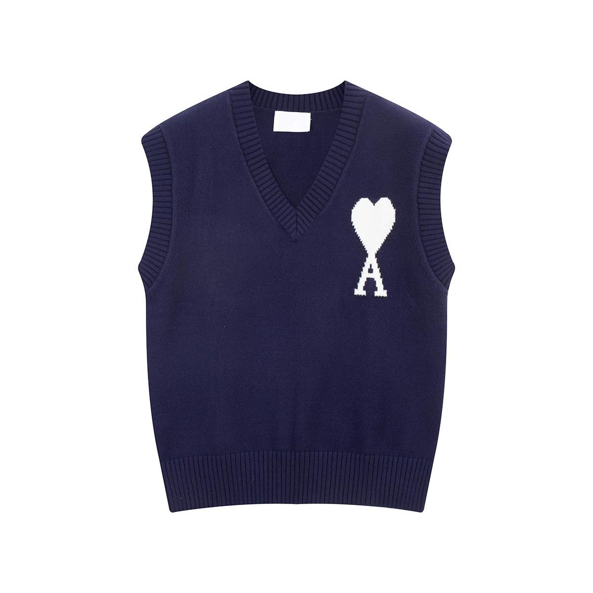 

Autumn and Winter Men s New Red Heart Letter V-neck Sleeveless Couple Sweater Vest XL
