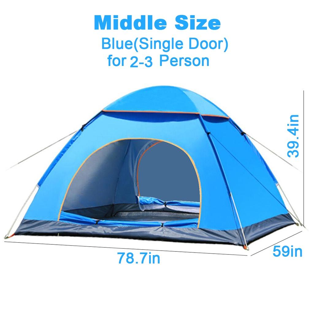 Fully Automatic Pop-Up Quick Shelter Outdoor Travel Hiking Waterproof Camping Tent 1-4 Person Portable Tent Instant Set Up Tent