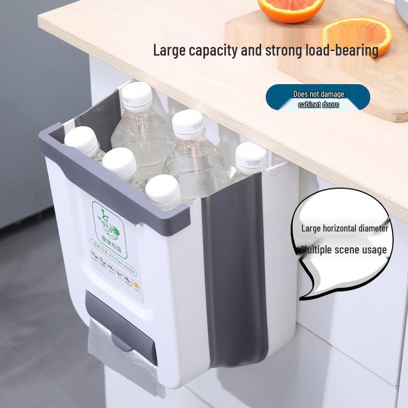 Large Wall-Mounted Folding Kitchen Trash Can for Cabinet Doors