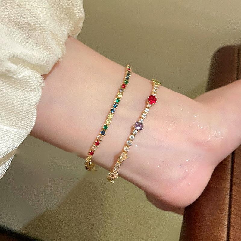 European and American Simple Geometric Zircon Round Splicing Bracelet Bracelet Exquisite Versatile Jewelry Women