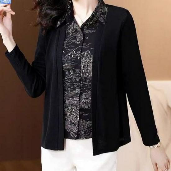 2024 Frühling Petite Leopardenmuster Zweiteiler Bluse für Damen