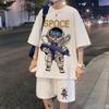 Korean Fashion Streetwear Hip Hop Rock Casual Short Suit Funny Bear Tshirts Shorts 2 Piece Set Summer Tracksuit Clothes For Men