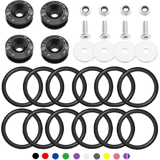 Taiss Bumper Quick Release (Black),Front Rear Bumper Holders Quick Release Kit(4 Quick Release Tabs with 12 O-rings),with Washer and Stainless Steel