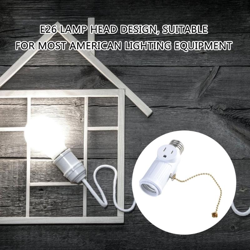 3 Prongs Light Socket Adapter E26 Bulb Outlet Converters for Garage and Porch Use