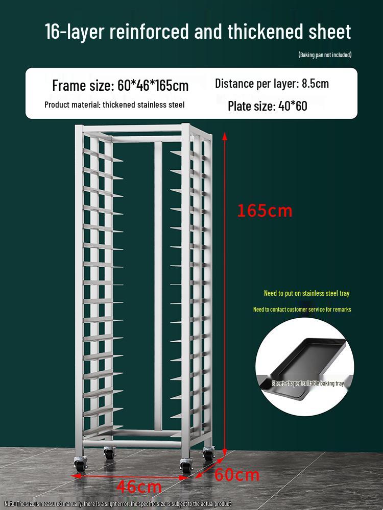 Stainless Steel Baking Tray Trolley: Multi-Tier Rack for Bread, Cake, and Oven Sheets.