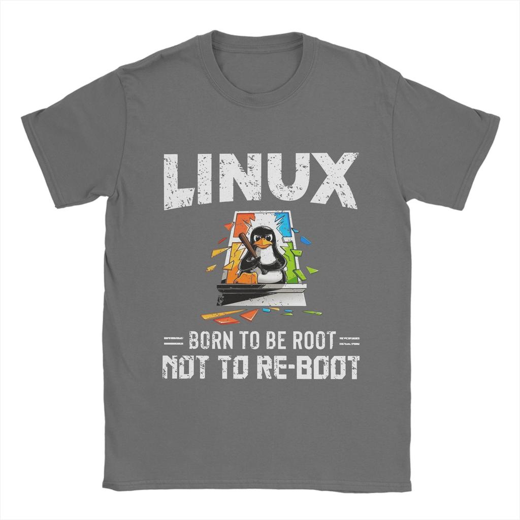 Men T-Shirts Linux   Windows Vintage Cotton Tees Short Sleeve  T Shirt Crew Neck Tops 4XL 5XL