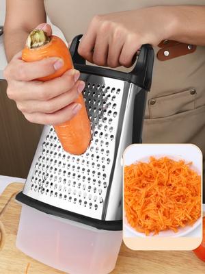 Stainless Steel Box Grater 4-Sided Fine Medium Coarse Grate And Slicing Dishwasher Safe Kitchen Tool for Chefs And Home Use