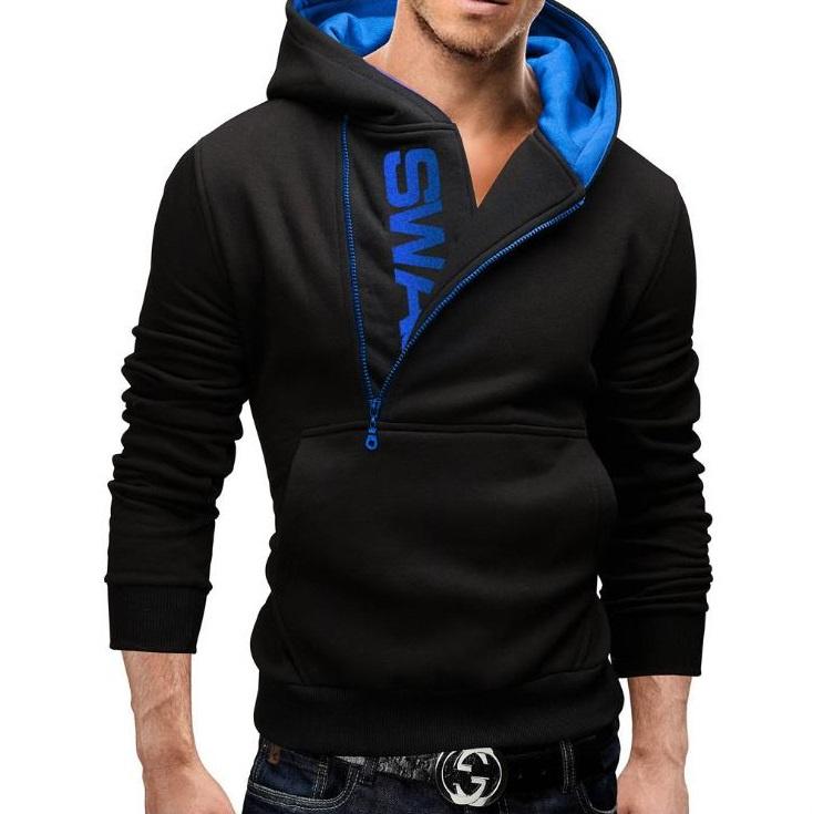 Felpa Casual con Cappuccio, Zip Laterale e Design Color Block da Uomo