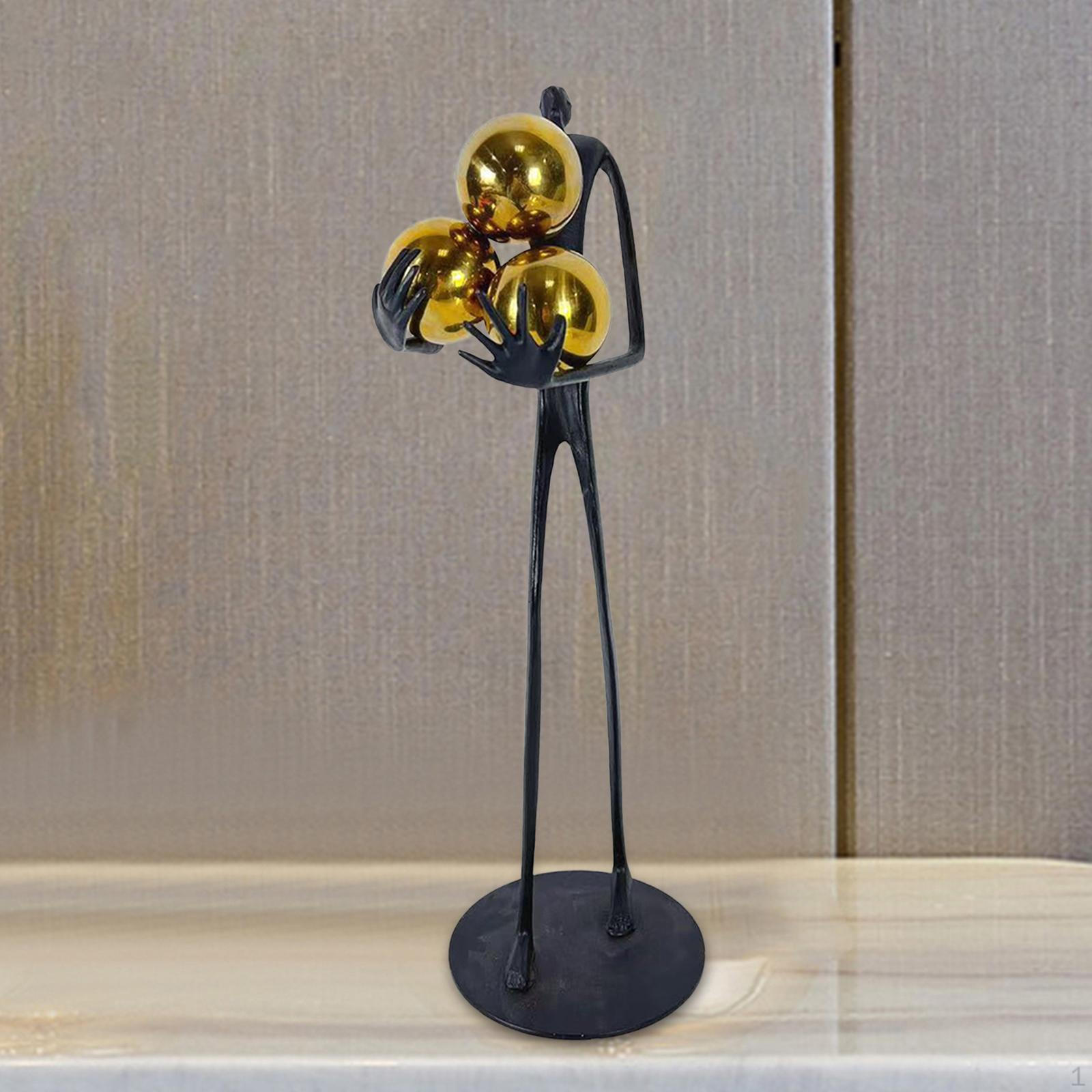 

Modern Abstract Statue People Collectible Craft Character Metal Crafts Art Holding Balls Figurine