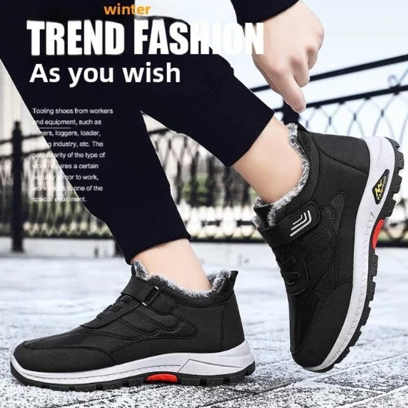 Winter Men's Shoes Outdoor Anti Slip Snow Boots Plush Warm Cotton Shoes Waterproof Leather Casual Shoes Winter Sneakers for Men