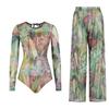 Maillot de bain à manches longues protection solaire pour femme, haute élasticité, épaissi, maille, pantalon ample, maillot de bain européen et américain, fitness, une pièce