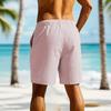 Men's Summer Drawstring Shorts  Men's Casual Beach Straight Leg Shorts