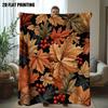 1 Comfortable Thanksgiving Autumn Leaf Print Flannel Throw Blanketsuitable Bedroom, Sofa, Desk, and Cara Cozy Experience All Seasons