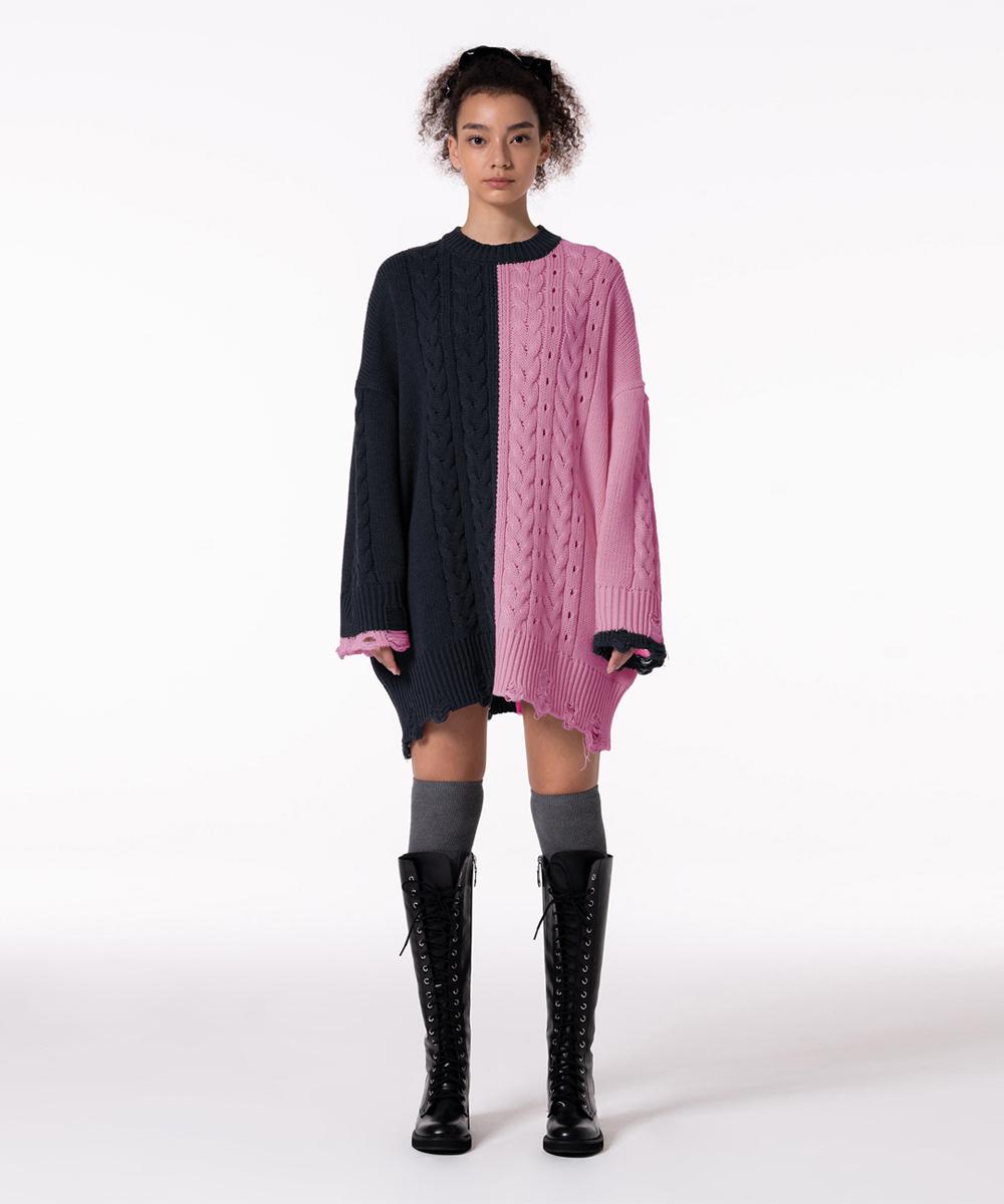 Make A Toast Twist Reversal Knitwear Mbcfnt001Pk Pink/Ff