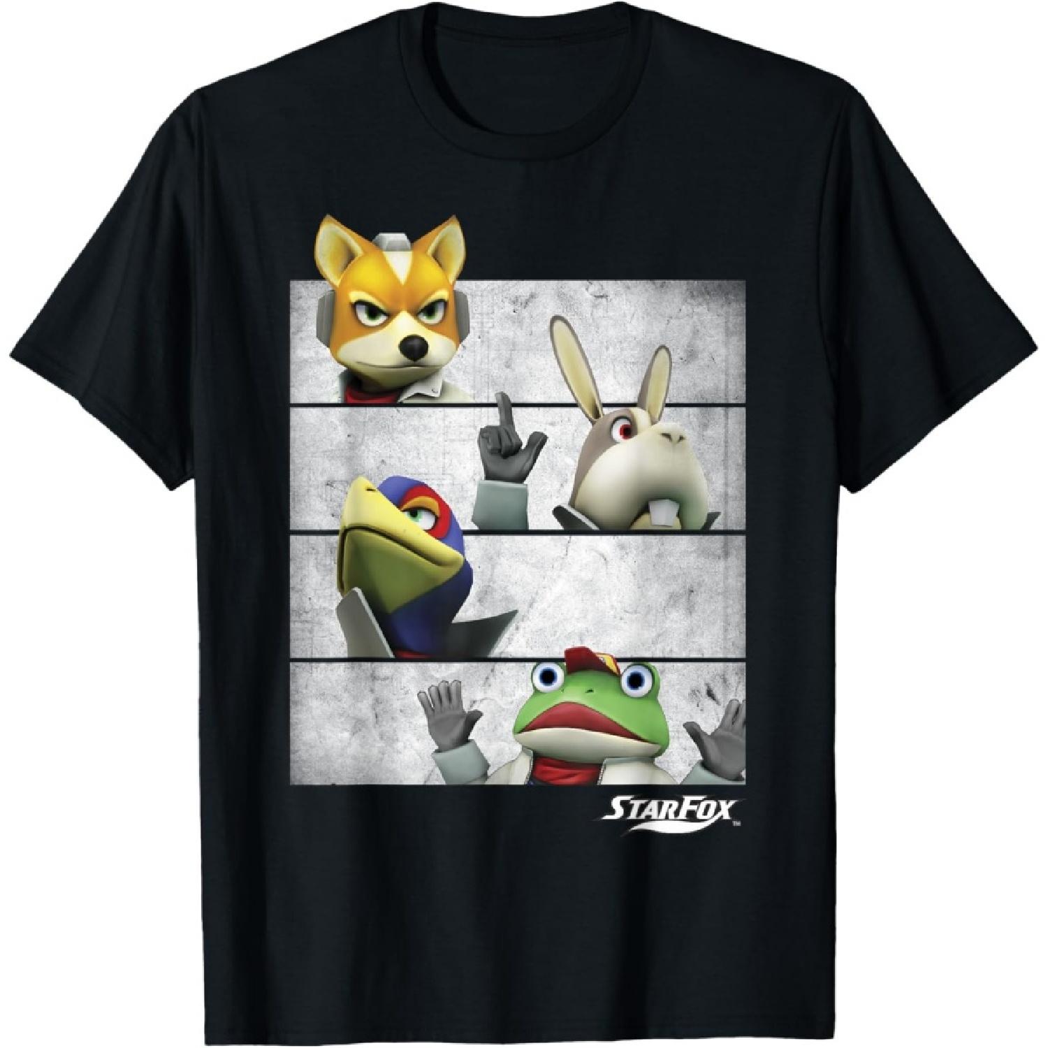 Star Fox Пеппи Фалько Слиппи Групповой снимок Панель Графическая футболка Футболка S