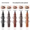 Four-Tip Waterproof Smudge-Proof Long-Lasting Liquid Eyebrow Pencil with Chinese and English Instructions