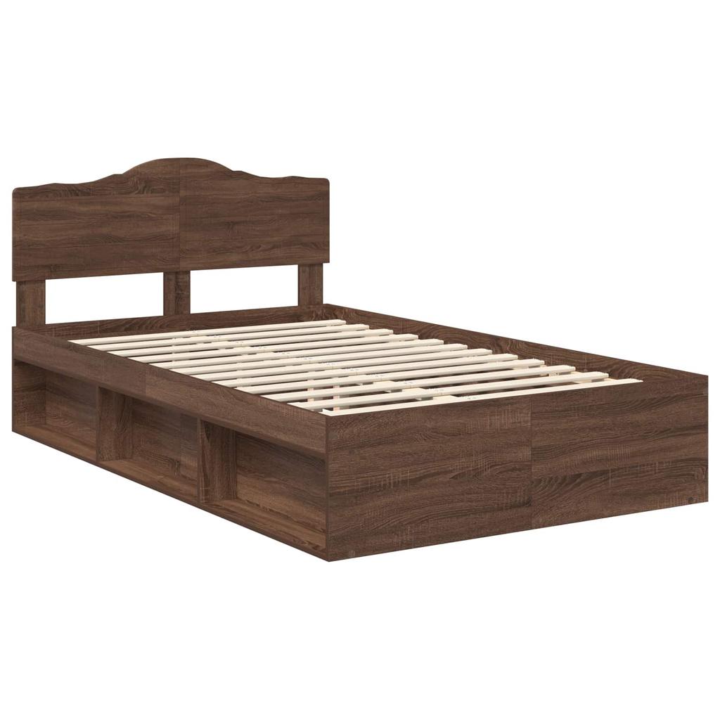 Bed Frame Brown Oak Look 120 x 200 cm Solid Pine Wood