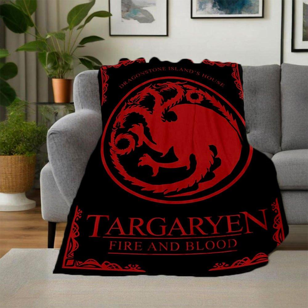 Targaryen Fire and Blood: The Story of Game of ThronesBlanket Flannel Throw Blanket for Sofa, Bed, Travel, Camping, Office, Couch, Chair, An