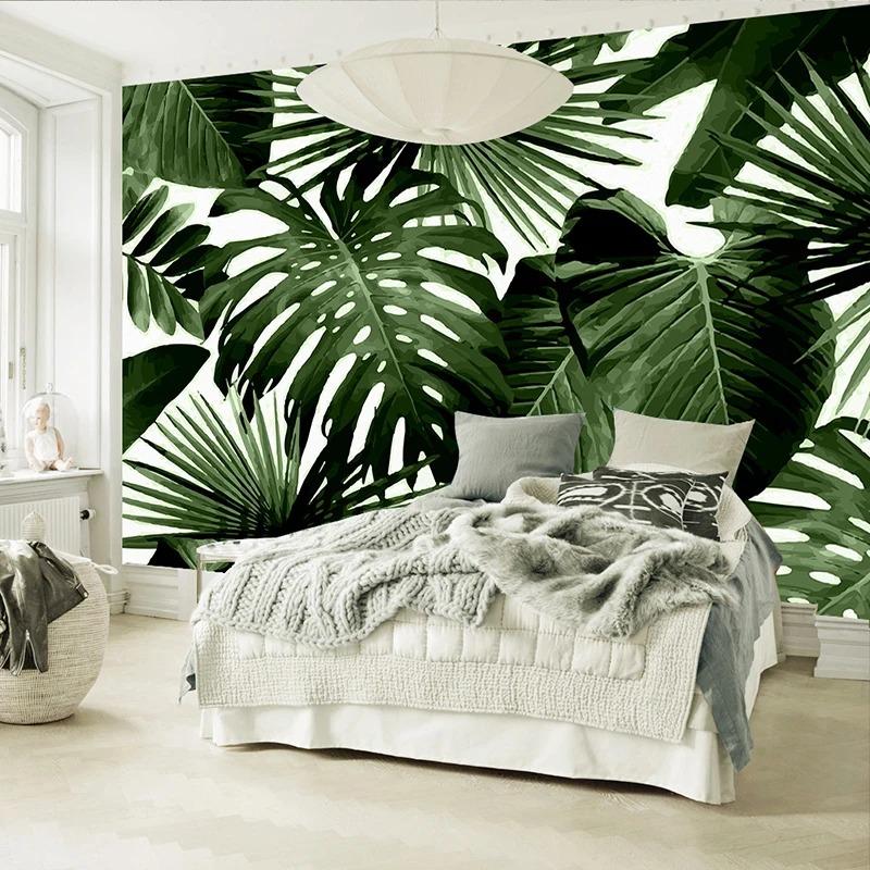 Retro Tropical Rain Forest Wallpaper Palm Banana Leaves 3d Wall Mural Cafe Restaurant Theme Hotel Backdrop Murals