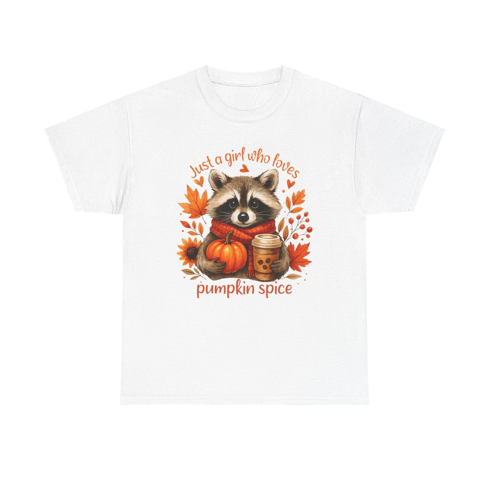 Pumpkin Spice Raccoon Tee, Fall Fashion Shirt, Cute Animal Graphic Tee, 4XL