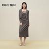 EICHITOO Women's Slimming Knit Two-Piece Cowl Neck Long Dress