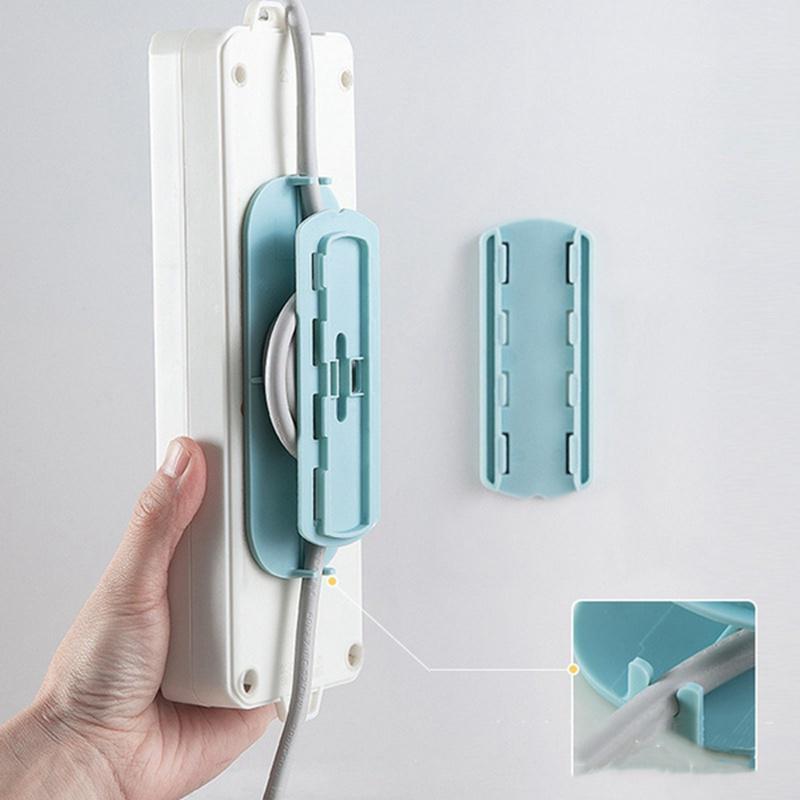 2 In 1 Socket Retainer  Wall-Mounted Sticker Punch-Free Plug Fixer Self-Adhesive Fixer Cable Wire Organizer Seamless Power Strip