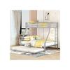 Lit Superposé, Lit En Métal Facile À Assembler Avec Lit Escamotable, 90(140)x200 Cm, Couleur Argentée
