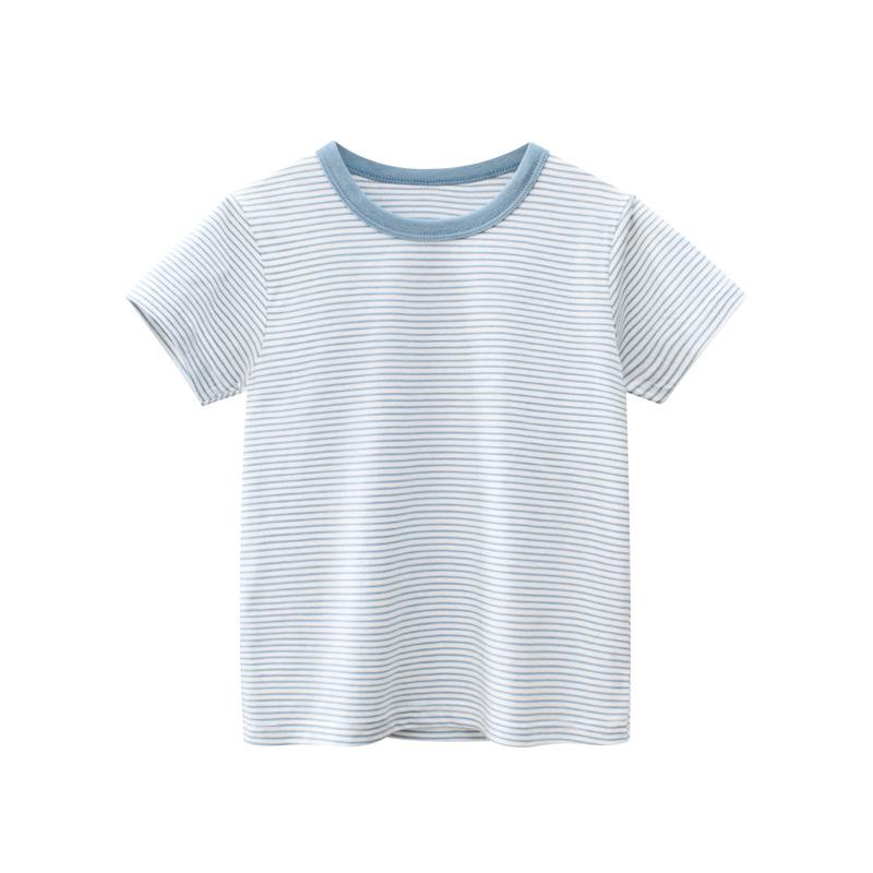 2024 Summer Korean Style Kids Striped Short Sleeve T-shirt One-Piece 100cm белый