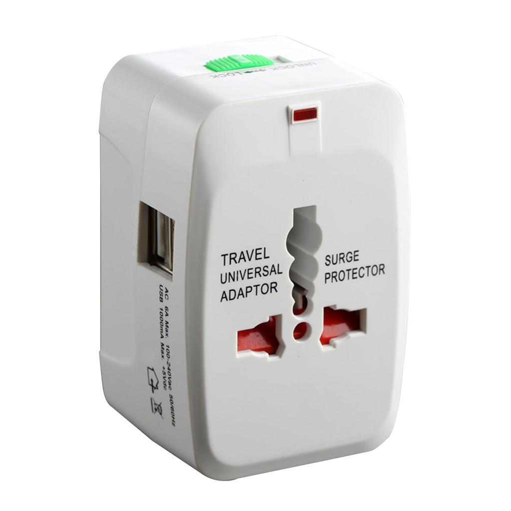 Universal Travel Adapter 1500W 2 USB Port Children Safe Multifunctional International Plug Adapter