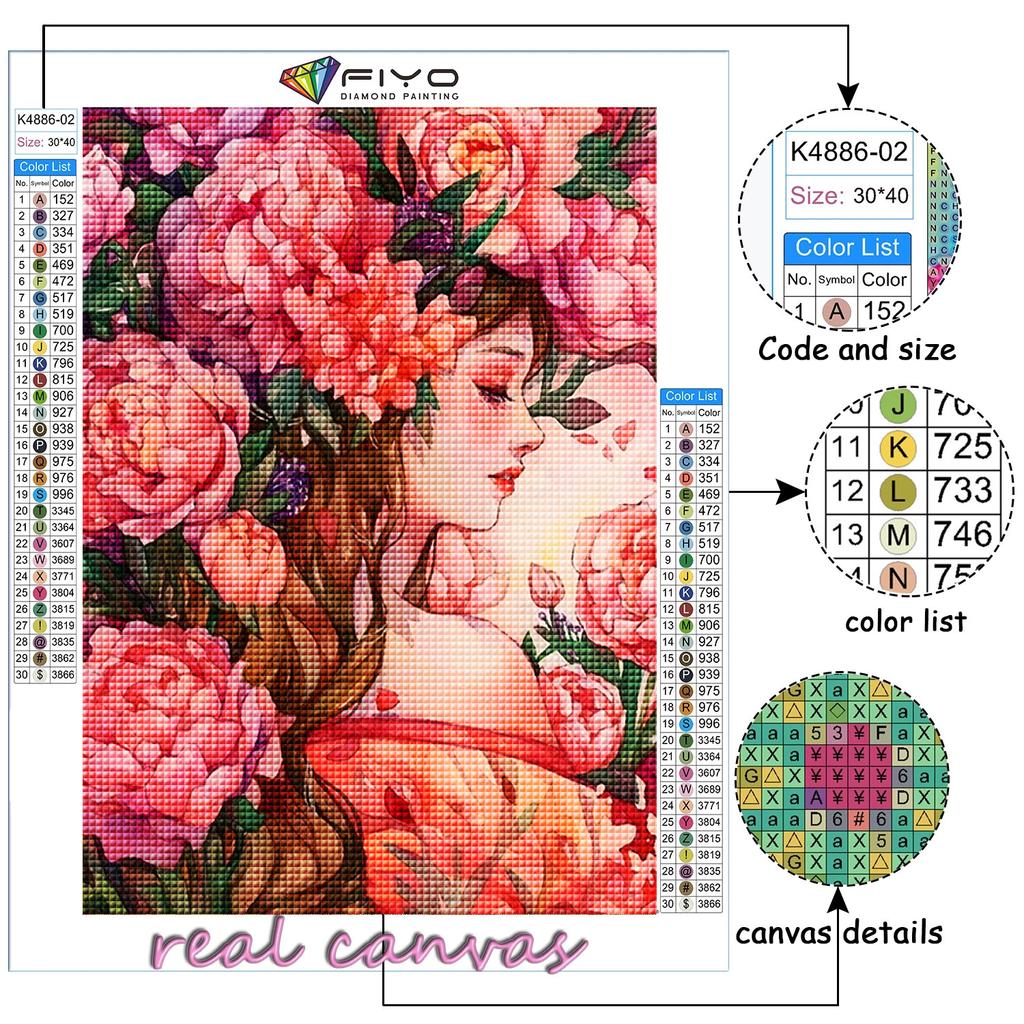 Diamant-Malerei, Blume und Mädchen, Stickerei, Kreuzstich, Strass, Heimdekoration