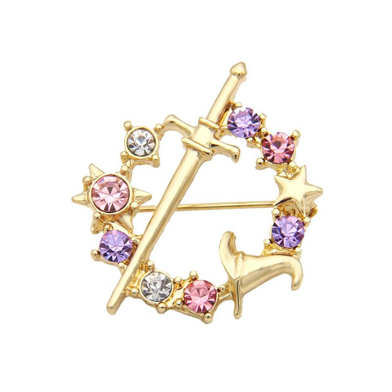 

Японский Магический Меч Брошь со Стразами Маленькая Милая Сказочная Мода Студентка Девушка Пряжка для Сумки Значок Броши Аксессуары