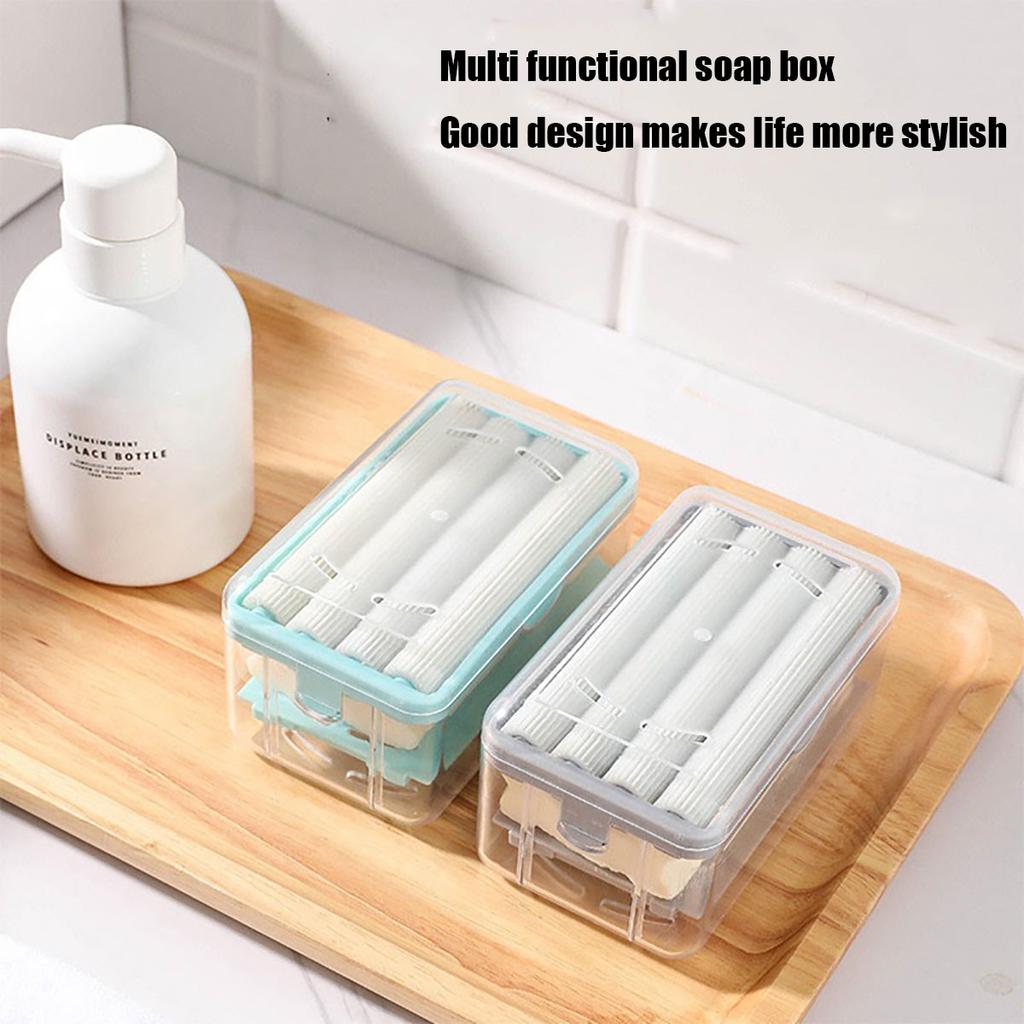 Soap Dish Soap Rack Storage Box With Brush Lid Hands-Free Laundry Tool Portable Foaming Box