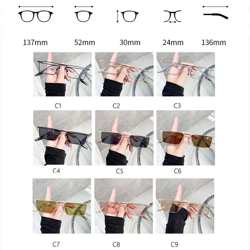 Retro Rectangle Metal Frame Sunglasses Women Men Classic Vintage Small Frame Square Sun Glasses UV400