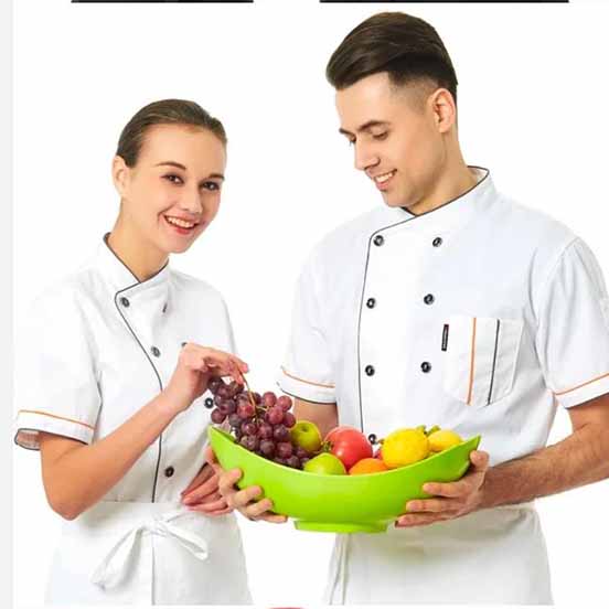 Kochjacke Kurzarm Kochmantel Barista Baker Arbeitsuniform Kellner Restaurant Hotel Kleidung
