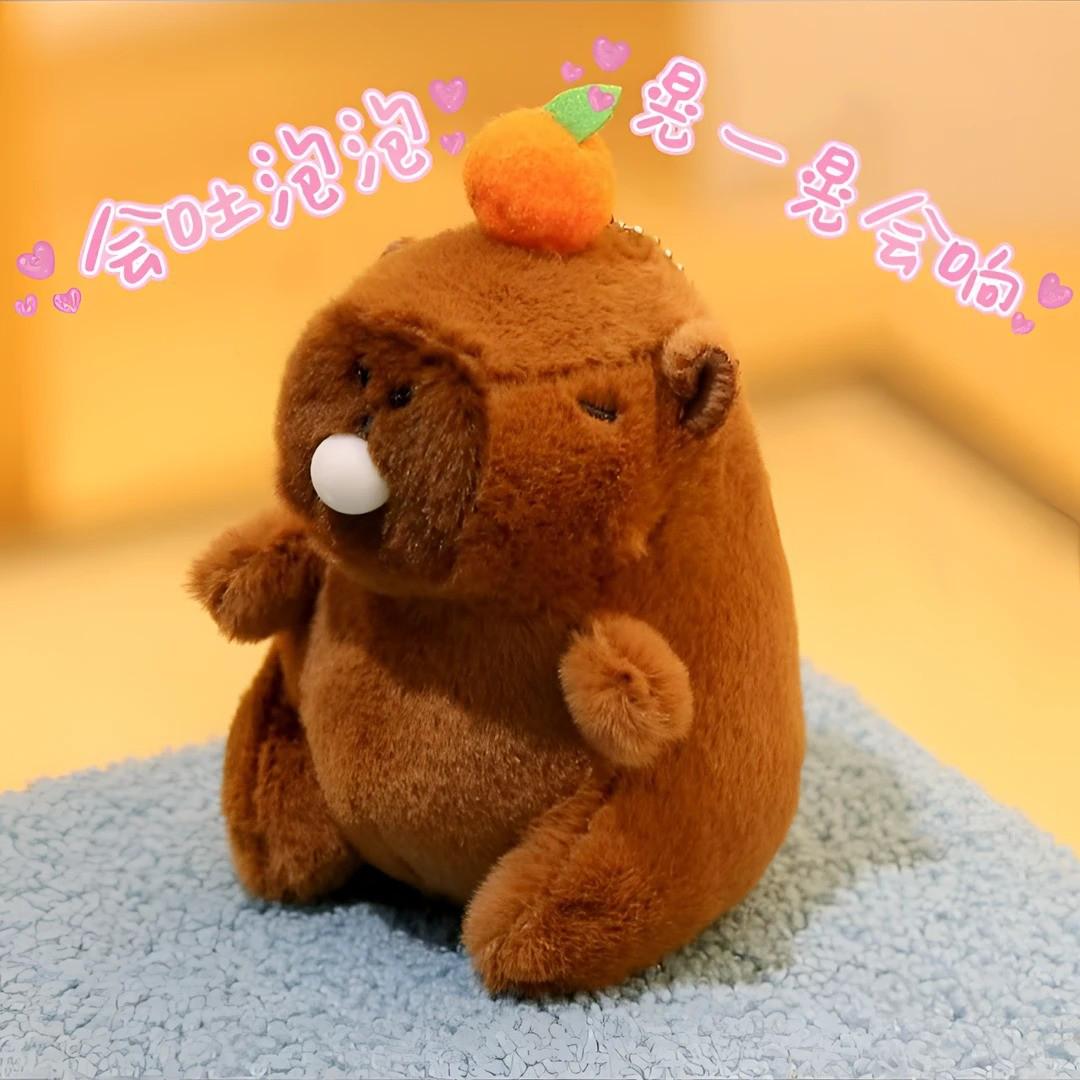 

Pibala Capybara Sound Squeeze Plush Keychain Figurine Charm Bubble Spitting Capybara (Press to Spit Bubbles)